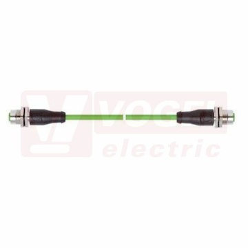 IE-EC-5-M12DF-S-10-P-2-26-FD-M12DF-S patch kabel pro průmys.Ethernet, EtherCat, Cat.5e, 2x M12/4-pin/přímý/zásuvka/kód-D, PUR, barva zelená (RAL6018), do energetických řetězů, IP67, délka 10m (2171920)