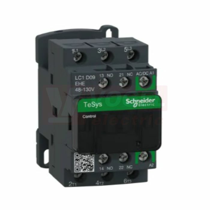 LC1D09EHE Stykač 3P 9A AC-3, 130V AC/DC, pom.kont. 1"Z"+1"V" šroub.svorky s elektronicky řízenou cívkou