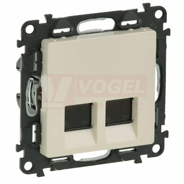 753254 Valena Life zásuvka datová 2x RJ45, Cat.5e FTP, barva béžová, bez rámečku, podpora Gigabit Ethernet, vybavený beznástrojovým modulem LCS, lze použít kabel s drátem AWG 22 až 25, nebo licna AWG26