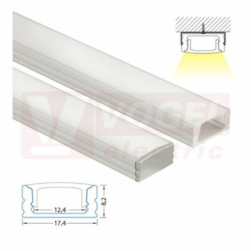 Přisazený hliníkový profil PH, 17x8 mm, matný difuzor, komplet, 2 m (761.022.02.2)