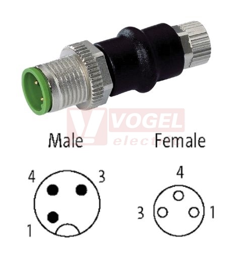 7000-42201-0000000 Adaptér - M12/3-pin/M vidlice na M8/3-pin/F zásuvka