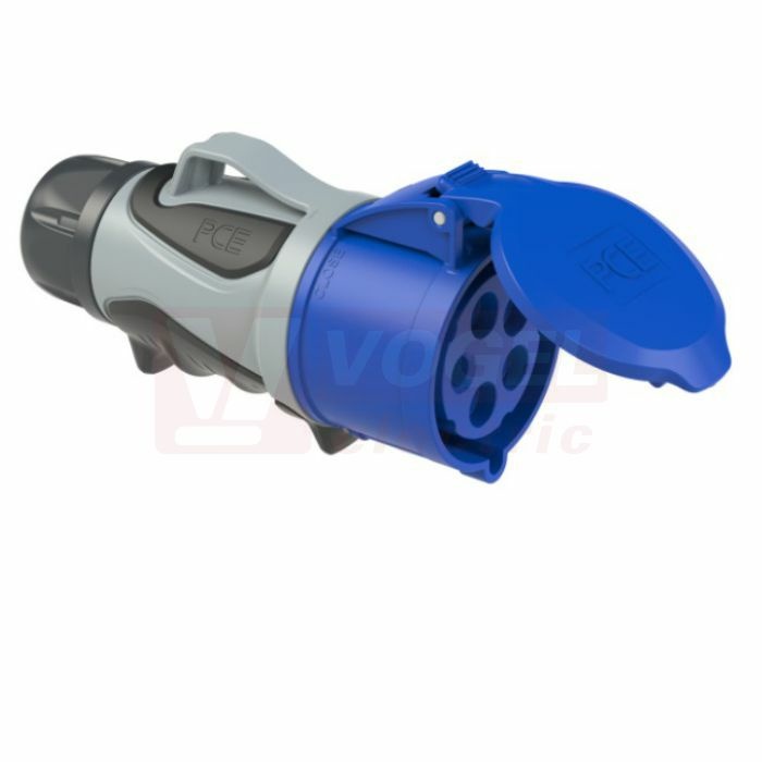 Zásuvka pohyblivá 5P 16A 250V IP44/54 9h PCE 2153-9, Twist GRIP, šroubová (ergonomické pogumované oblasti, protiskluzový povrch)