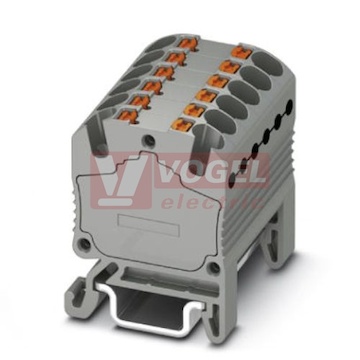 PTFIX 12X1,5-NS15A GY blok rozbočovací/distribuční, připojení PUSH-IN, 450V/17,5A, šedá, š=12,6mm, montáž na DIN lištu TS15 (3002914)