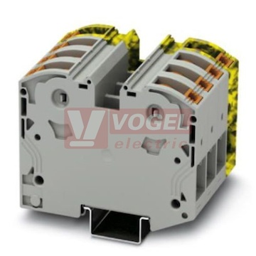 PTPOWER 35-3L/Fe svorka řadová 35mm2, blokovaná, 1000V/125A, připojení Power Turn, 8 přípojek, 4 póly, š=64mm, šedá/černá/žlutá (3212070)