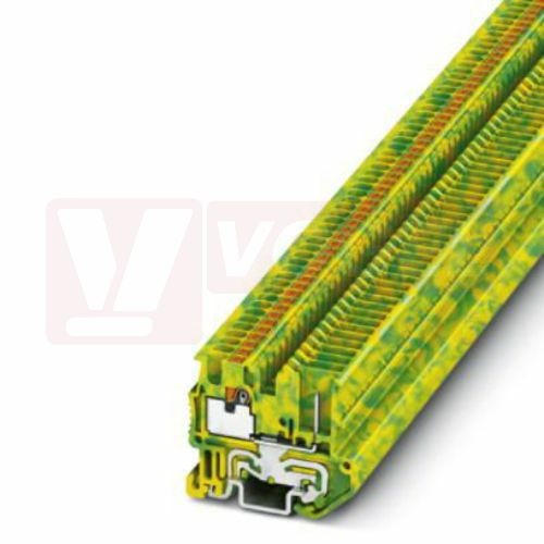 MPT 1,5/S/1P-PE svorka řadová, miniaturní, PUSH-IN, 2 přípojky, barva zeleno/žlutá, 17,5A, š=3,5mm (3248117)