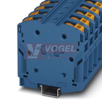 PTPOWER 50 P BU svorka řadová se zkušební zásuvkou, 1000V AC/1500V DC, 150A, připojení Power Turn, 2 přípojky, 1 pól, modrá, š=20mm (3260066)