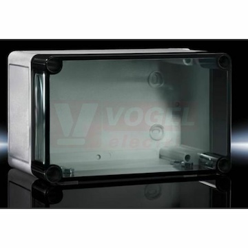 PK9514.100 (BAL) Svorkovnicová skříňka, s průhled.víkem, IP66, IK08, polykarbonát, hladké stěny, š180v110h90, RAL7035 (balení 2ks)