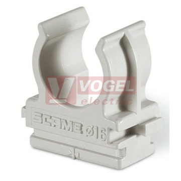 Příchytka PLAST 32 Scame 860.1332/G, sv.šedá RAL7035, zasouvací úchyt trubky/chráničky