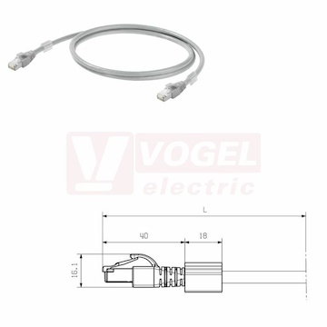 IE-C6FP8LD0003M40M40-D Patch kabel Cat.6A 10Gbit/s S/FTP, konektory RJ45/RJ45, IP20, šedý, délka 0,3m (1165940003)