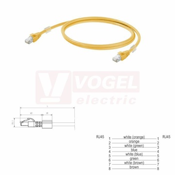IE-C6FP8LY0020M40M40-Y Patch kabel Cat.6 S/FTP, konektory RJ45/RJ45, IP20, žlutý, délka 2,0m (1251580020)