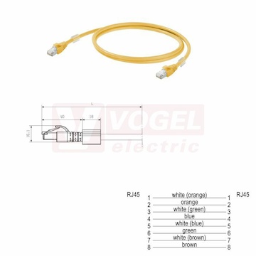 IE-C6FP8LY0050M40M40-Y Patch kabel Cat.6 S/FTP, konektory RJ45/RJ45, IP20, žlutý, délka 5,0m (1251580050)