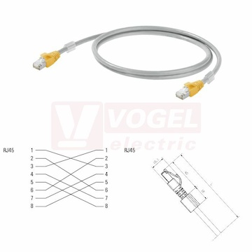 IE-C6FP8LD0004X40X40-Y Patch kabel křížený Cat.6A 10Gbit/s S/FTP, konektory RJ45/RJ45, IP20, šedý, délka 0,4m, plášť LSZH bezhalogenový (1312160004)