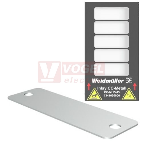 CC-M 15/45 2X3 ST MetalliCard značení přístrojů, štítek nerezová ocel 1.4301 stříbrný s 2x otvory pr.3,3mm, v15mm x š45mm (1327920000)