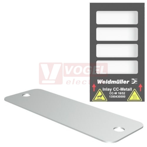 CC-M 18/52 2X3 AL MetalliCard značení přístrojů, štítek hliníkový stříbrný s 2x otvory pr.3,3mm, v18mm x š52mm (1390400000)