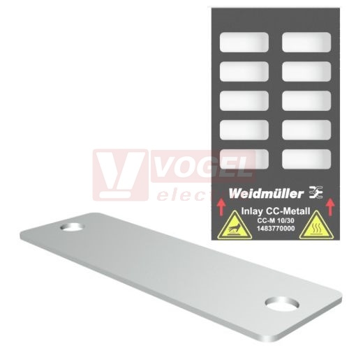 CC-M 10/30 2X2,5 ST MetalliCard značení přístrojů, štítek nerezová ocel 1.4301 stříbrný s 2x otvory pr.2,5mm, v10mm x š30mm (1500150000)