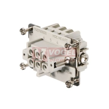 Konektor 6pin Z 24A/500V HDC HE 6 FT, pružinové svorky (1745760000)
