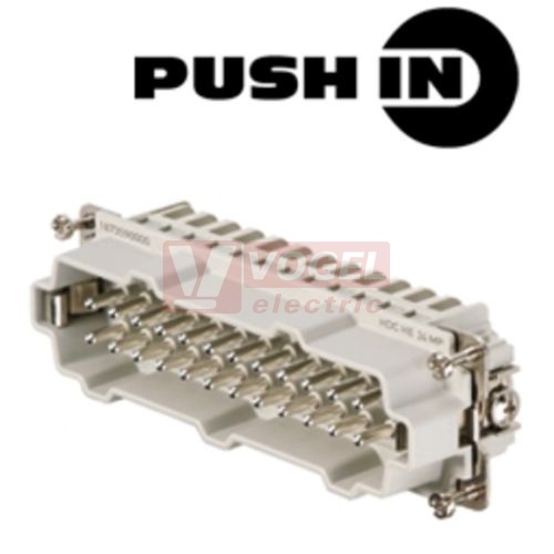 Konektor 24pin V 16A/500V HDC HE 24 MP, technologie připojení vodiče PUSH-IN do 2,5mm2 (1873590000)