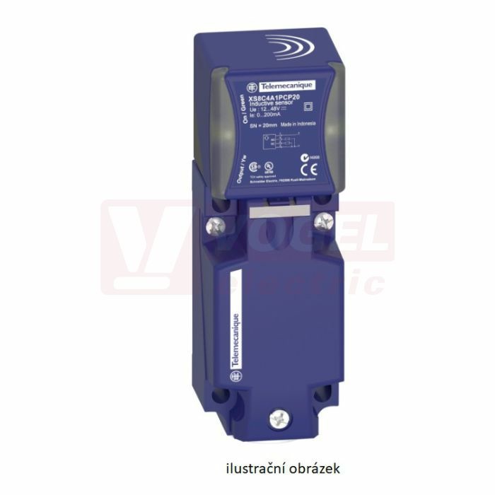 XS8C4A1MPN12 Indukční čidlo 40x40x117mm, 5-polohové, 24…240VAC/DC, Sn=20mm, stíněný, plast, 2-vodiče, NO+NC, šroubové svorky, 4x1,5mm2, 1/2" NPT kabelová průchodka, IP65/67/69K