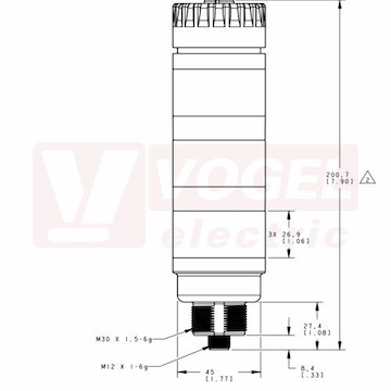 TL50HWYRAQ světelný sloup TL50H, barva BÍ, ŽL, RU + akus.signalizace, vyšší intenzita světla, 18-30V DC, 24V AC, mont.závit M30x1,5mm, rozměr pr.50xv200,8mm, IP50, připojení M12/5pin (3016934)