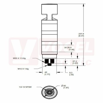 TL50HGYRAOS4Q světelný sloup TL50H, barva ZE, ŽL, RU + alarm Staccato, vyšší intenzita světla, 18-30VDC, 24V AC, mont.závit M30x1,5mm, rozměr pr.50xv238mm, IP67, připojení M12/5pin (3084650)
