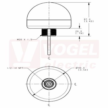 K90LGYRP EZ-light K90L, světelná signalizace, barva ZE, ŽL, RU 12-30V DC, zapojení PNP, rozměr pr.90xv87mm, mon.závit M30x1,5mm, připojení kabelem 2m, IP67 (3092826)