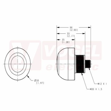 K50PTAMGRY3Q EZ-light K50L, světelná signalizace s dotykovým senzorem, barvy ZE, RU, ŽL 12-30V DC, zapojení bipolární (NPN a PNP), rozměr pr.50xv66mm, mon.závit M30x1,5mm, připojení M12/5pin, IP65 (805919)