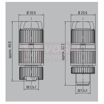 SAISGI-M-2B-4.5/8.8-M12 (st.zn. SAIS-4-IDC-M12B-COD) konektor M12/3pin/vidl/přímý, kov.tělo, stíněné B-kódování, šroubové připojení, pro montáž 0,34-0,75mm2, sevření 7-8,8mm, IP67 (1864730000)