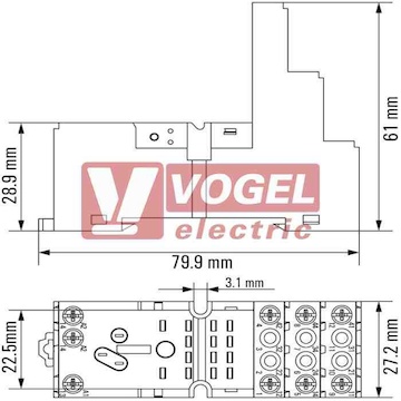 SCM 2CO ECO patice pro 2-pin relé, montáž na DIN lištu (7760056263)