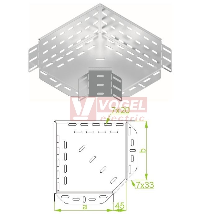 Koleno ploché 90° 500x100 KKP500H100, perforované, ostrý roh, tl.1,5mm (112250)