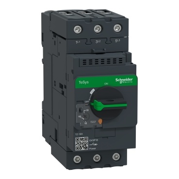 GV3P18 Spouštěč motorů 12-18A s nadpr. A zkrat.spouští (otočný ovládač), svorky Everlink
