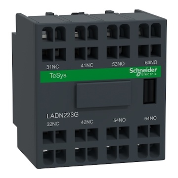 LADN223G Blok pomocných kontaktů, montáž čelně, 2"Z" +2"V", s ozn. svorek dle EN 50012