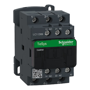 LC1D09P7 Stykač 3P 9A AC-3, 4,0kW/400V, Uc 230V 50/60Hz, pom.kont. 1"Z"+1"V" šroub.svorky, cívka s odruš.modulem