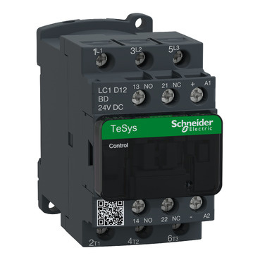 LC1D12BD Stykač 3P 12A AC-3, 24V DC, pom.kont. 1"Z"+1"V" šroub.svorky, cívka s odruš.modulem