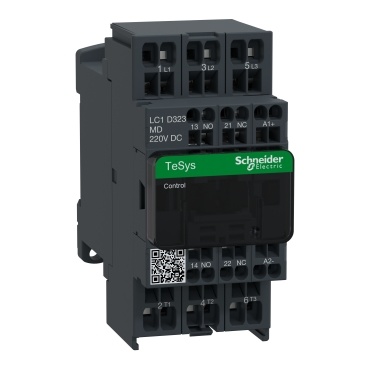LC1D323MD Stykač 3P 32A AC-3, 220V DC, pom.kont. 1"Z"+1"V" pruž.svorky, cívka s odrušovacím modulem