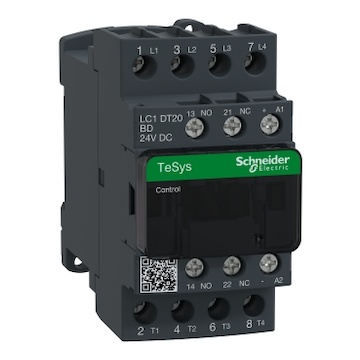 LC1DT20BD Stykač 4P 4Z+0V 20A AC-1, 24V DC, pom.kont. 1"Z"+1"V" šroub.svorky, cívka s odrušovacím modulem