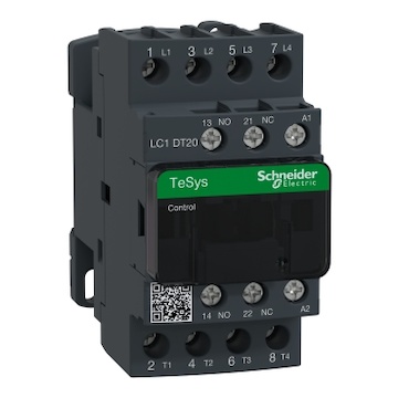 LC1DT20E7 Stykač 4P 4Z+0V 20A AC-1, 48V DC, pom.kont. 1"Z"+1"V" šroub.svorky