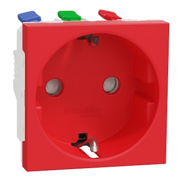 NU305703 Unica zásuvka SCHUKO 2P+E 250V/16A, clonky, bezšroubová, červená