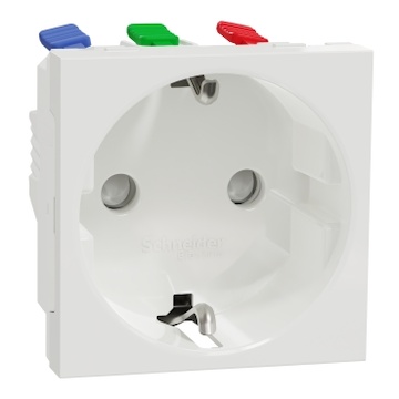 NU305718 Unica zásuvka SCHUKO 2P+E 250V/16A, clonky, bezšroubová, bílá RAL9003