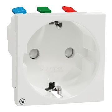 NU305720 Unica zásuvka SCHUKO 2P+E 250V/16A, clonky, bezšroubová, bava bílá Antibakteriální