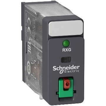 RXG12B7 interface relé do patice, 1xCO přepínací kontakt, 10 A/24 V AC, s LED, s test. tl., bez ochranné diody, kontatky AgSnO
