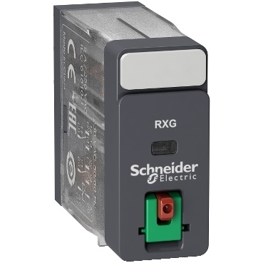 RXG21P7 interface relé do patice, 2xCO přepínací kontakty, 5 A/230 V AC, testovací tlačítko