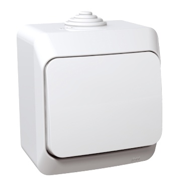Spínač IP44 1/0 WDE000511 BÍ ovladač tlačítkový, 16A/250V, Cedar Plus