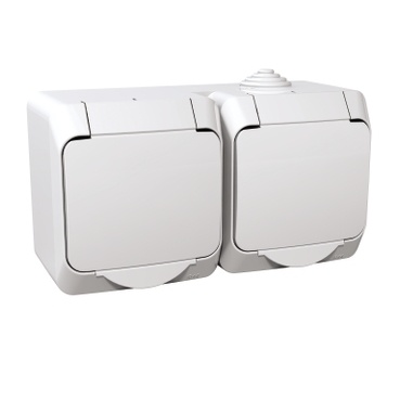 Zásuvka IP44 2-nás. WDE000523 BÍ s bílým krytem, 16A/250V (2P+SE) norma VDE, Cedar Plus