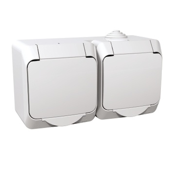 Zásuvka IP44 2-nás. WDE000523 BÍ s bílým krytem, 16A/250V (2P+SE) norma VDE, Cedar Plus