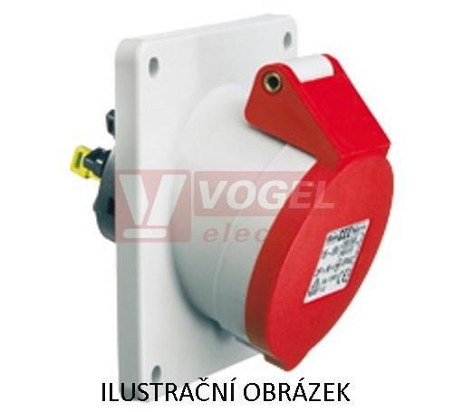 Zásuvka vestavná 5P 32A 400V IP44 6h šikmá [12801] Quick-Connect, bezšroubové svorky, základna šv 92x100mm