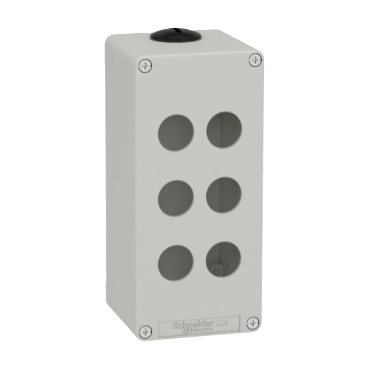 XAPD3506 Skříň kovová, barva šedá, M25, 6 otvorů 22mm, 80x175mm, hl.74,5mm, UL CSA