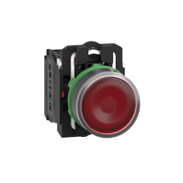 XB5AW34B5 Ovládač stiskací prosvětlený, lícující, 1 Z + 1 V, 24V - rudý