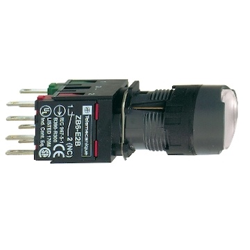 XB6AF1B5B Ovládač stiskací prosvětlený lícující s aretací, 1 Z + 1 V - bílý, LED 12…..24V