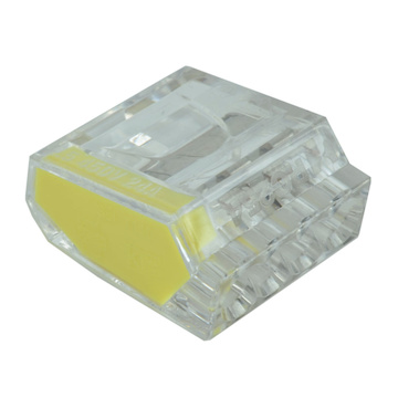 TYP018_XX svorka bezšroubová žlutá/čirá, rozměr 17,2x9,5x9,5mm, průřez vodiče 4x 1-2,5mm2, max. zatížení 24A, pro napětí do 450V, PA